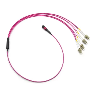 MTP Male to 4 LC Duplex Breakout Cable 8 Fibers OM4 50/125 2M