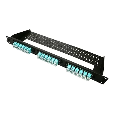 1U 19 Inch MPO Blank Patch Panel Fully Loaded With OM3 MPO-LC Adapter Panels