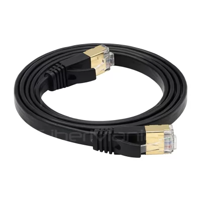 CAT.7 STP Flat Patch Cable, 30AWG, Black, 10FT