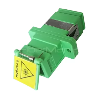 SC/APC to SC/APC Single Mode Simplex Fiber Optic Adapter with Automatic Dust Cap Green