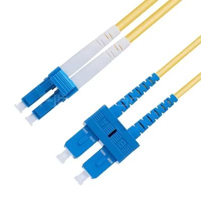 LC/UPC-SC/UPC Duplex OS2 Single Mode OFNR Fiber Optic Patch Cable 1m Yellow