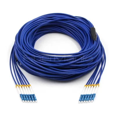 30M LC/UPC-LC/UPC 6 Strand 9/125 OS2 Single Mode OFNR Armored Patch Cable 5.0mm Blue