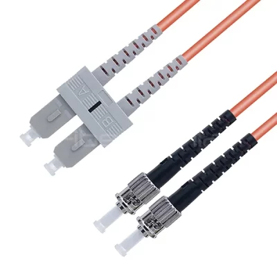 SC/UPC to ST/UPC OM1 Duplex Multimode Fiber Patch Cable 3.0mm Orange 1M
