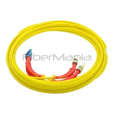 10M OS2 Single Mode Fiber Patch Cable ST/UPC to LC/UPC 90° Boot 3.0mm OFNR Yellow