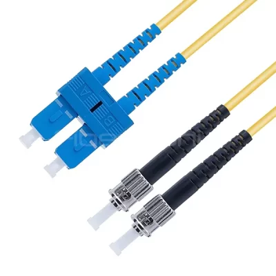 ST/UPC to SC/UPC Duplex OS2 SM Fiber Patch Cable OFNR 1M