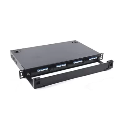 1U 96 core MPO patch panel fully loaded with 4 MPO cassettes high density fiber panel