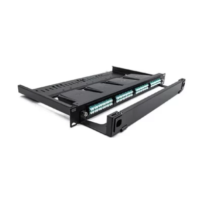 1U MPO patch panel 96 fiber 4 cassette compact rack mount 430x240mm