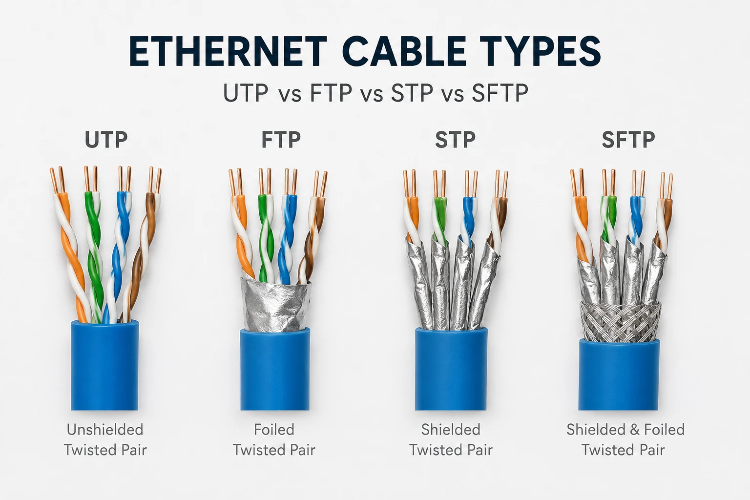 Ethernet Cable Types Explained: UTP vs FTP vs SFTP