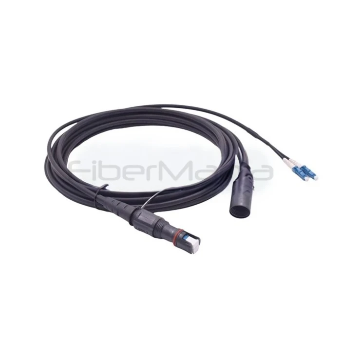IP68 hardened connector to duplex LC FTTH drop cable assembly 5.0mm G657A2 outdoor