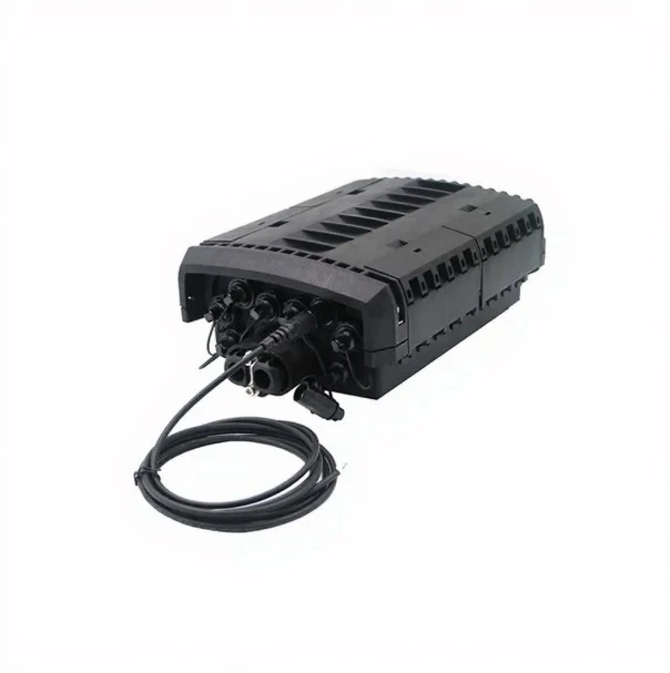 8 core FTTA fiber optic hub box with hardened FastConnect adapters OptiTap compatible hinged outdoor fiber splice and distribution enclosure for telecom networks
