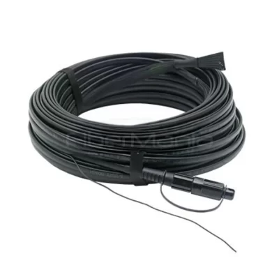SST pre-connectorized flat drop fiber cable with SC/APC hardened connector and pulling eye for FTTH outdoor installation and network deployment