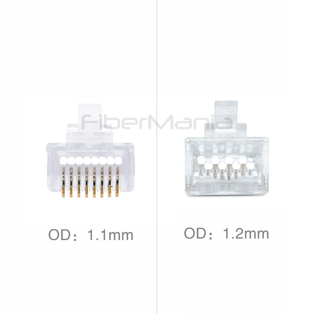 Pass Through RJ45 8P8C Modular Plug for CAT5e CAT6 CAT6A UTP & SFTP Ethernet Cable, 1.0mm Straight & 1.2mm Staggered Holes - Image 3