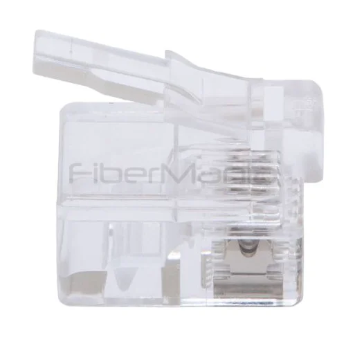 RJ12 DEC 6P6C Modular Plug with Left & Right Offset Latch for Solid/Stranded Flat Telephone Cable, 50μ Gold Contacts - Image 2