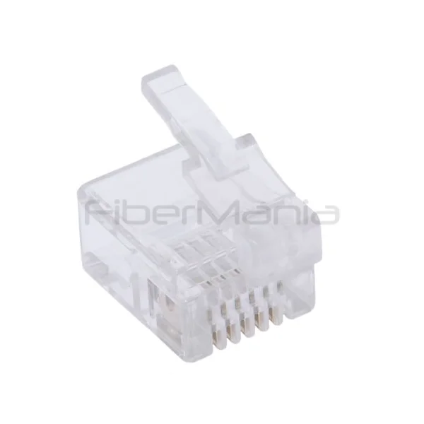 RJ12 DEC 6P6C Modular Plug with Left & Right Offset Latch for Solid/Stranded Flat Telephone Cable, 50μ Gold Contacts - Image 4