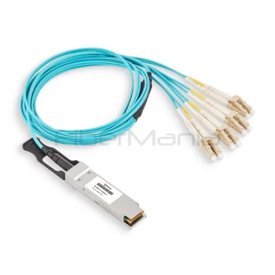 40G QSFP+ to 4× Duplex LC Active Optical Cable (AOC), Armored
