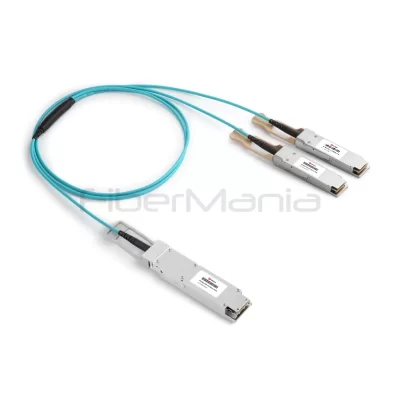 800G OSFP to 2×400G QSFP112 armored active optical breakout cable with 850nm OM3 fiber