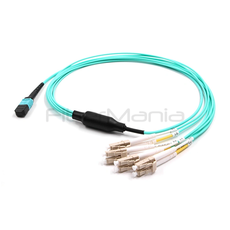 MTP female to 4 LC duplex 8-fiber OM3 multimode breakout cable