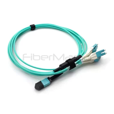 MTP female to LC Uniboot 8-fiber OM4 breakout cable with pull tabs