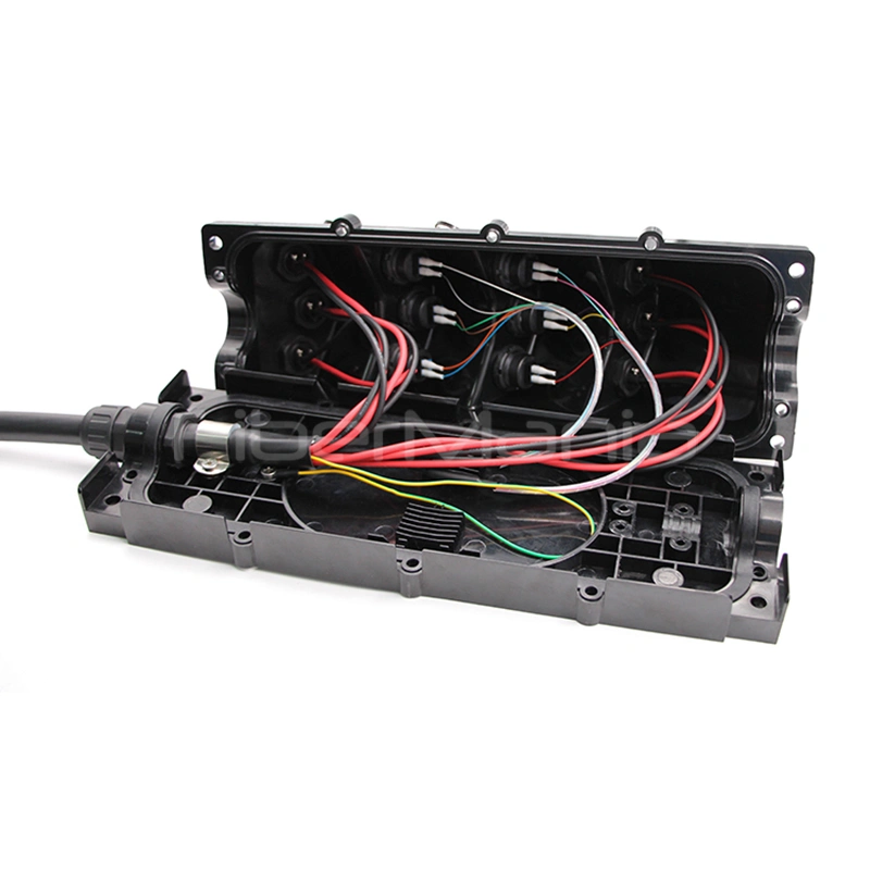 12-fiber power hybrid MST box with OptiTap patch cords and 2-pin electrical power cable