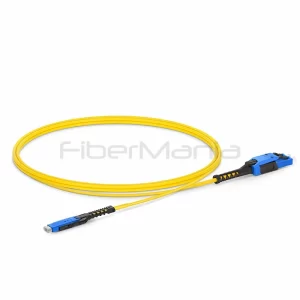 MDC UPC duplex to LC UPC duplex OS2 G.657.A1 fiber patch cable with 2.0mm OFNR Uniboot cable