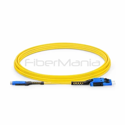 3m MDC UPC duplex to LC UPC duplex OS2 G.657.A1 fiber patch cable with 2.0mm OFNR Uniboot cable