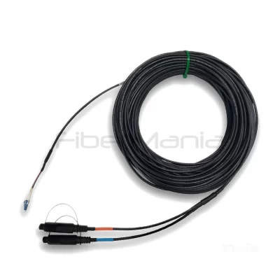 2-core OptiTap SC/APC to LC/UPC duplex single-mode fiber optic cable, G.657.A1, 5.4 mm, 30 m